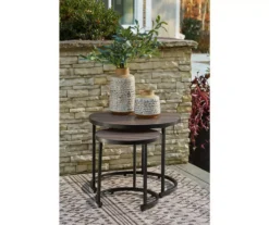 Ayla Wood Look 2-Piece Nesting Patio End Table Set -Garden Oasis 810599453 1