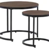 Ayla Wood Look 2-Piece Nesting Patio End Table Set -Garden Oasis 810599453 5