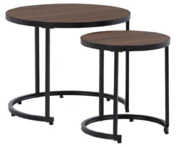 Ayla Wood Look 2-Piece Nesting Patio End Table Set