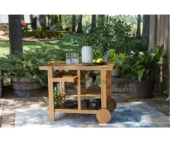 Kailani Honey Rolling Patio Serving Cart -Garden Oasis 810599454 1