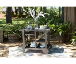 Kailani Gray Rolling Patio Serving Cart -Garden Oasis 810599455 4