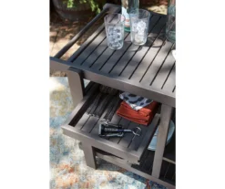 Kailani Gray Rolling Patio Serving Cart -Garden Oasis 810599455 8
