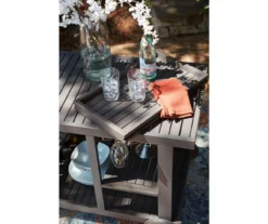 Kailani Gray Rolling Patio Serving Cart -Garden Oasis 810599455 9