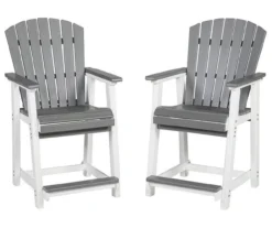 Transville Gray & White Wood Look Patio Counter Bar Stools, 2-Pack