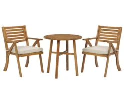 Vallerie Wood 3-Piece Cushioned Patio Bistro Set