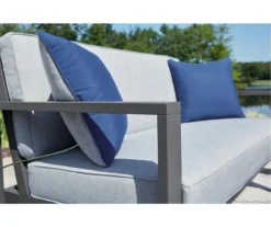 Fynnegan Gray Wood Cushioned Patio Loveseat & Coffee Table Set -Garden Oasis 810599482 7