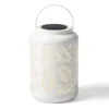 White Leaf Cut-Out Metal LED Solar Lantern -Garden Oasis 810607496 A0 1