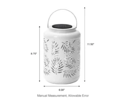 White Leaf Cut-Out Metal LED Solar Lantern -Garden Oasis 810607496 A0 10