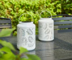 White Leaf Cut-Out Metal LED Solar Lantern -Garden Oasis 810607496 A0 4
