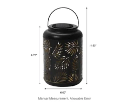 Black Leaf Cut-Out Metal LED Solar Lantern -Garden Oasis 810607498 A0 11