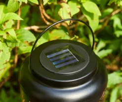 Black Leaf Cut-Out Metal LED Solar Lantern -Garden Oasis 810607498 A0 6