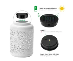 White Flower Cut-Out Metal LED Solar Lanterns, 2-Pack -Garden Oasis 810607499 A0 10