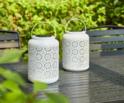 White Flower Cut-Out Metal LED Solar Lanterns, 2-Pack -Garden Oasis 810607499 A0 5