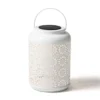 White Flower Cut-Out Metal LED Solar Lantern -Garden Oasis 810607500 A0 1