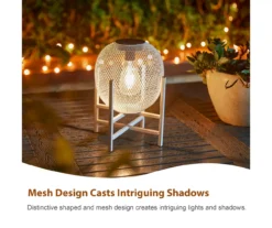 11.5" White Mesh Metal LED Solar Lanterns, 2-Pack 19 11.5" White Mesh Metal LED Solar Lanterns, 2-Pack -Garden Oasis 810607501 A0 7