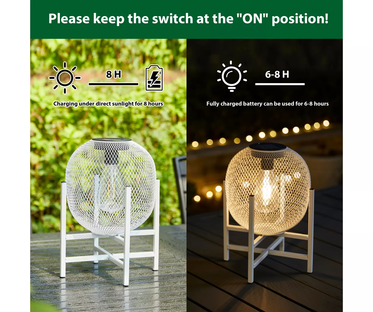 11.5" White Mesh Metal LED Solar Lanterns, 2-Pack 10 11.5" White Mesh Metal LED Solar Lanterns, 2-Pack - Image 8