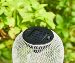 14.2" White Mesh Metal LED Solar Lanterns, 2-Pack -Garden Oasis 810607503 A0 6