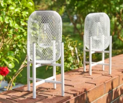 14.2" White Mesh Metal LED Solar Lantern -Garden Oasis 810607504 A0 4