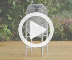 14.2" White Mesh Metal LED Solar Lantern -Garden Oasis 810607504 V0