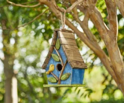 Blue Bird & Leaves Wood Birdhouse -Garden Oasis 810607521 A0 2