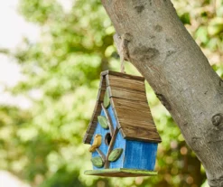 Blue Bird & Leaves Wood Birdhouse -Garden Oasis 810607521 A0 3