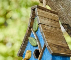 Blue Bird & Leaves Wood Birdhouse -Garden Oasis 810607521 A0 5