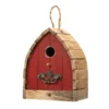 Red Wash Panel Wood & Metal Birdhouse -Garden Oasis 810607524 A0 1