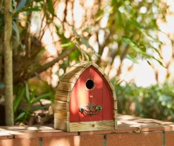Red Wash Panel Wood & Metal Birdhouse -Garden Oasis 810607524 A0 2