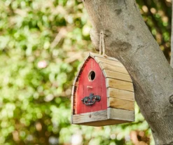 Red Wash Panel Wood & Metal Birdhouse -Garden Oasis 810607524 A0 3