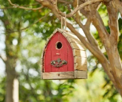 Red Wash Panel Wood & Metal Birdhouse -Garden Oasis 810607524 A0 4