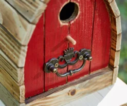 Red Wash Panel Wood & Metal Birdhouse -Garden Oasis 810607524 A0 5