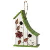 White & Green Floral 2-Opening Wood & Metal Birdhouse -Garden Oasis 810607527 A0 1