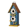 Blue & White Flower 2-Opening Wood Birdhouse