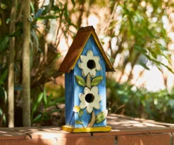 Blue & White Flower 2-Opening Wood Birdhouse -Garden Oasis 810607529 A0 2