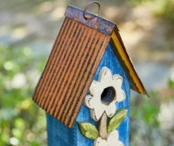Blue & White Flower 2-Opening Wood Birdhouse -Garden Oasis 810607529 A0 5