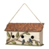White Bird & Leaves 3-Opening Wood & Metal Birdhouse -Garden Oasis 810607530 A0 1