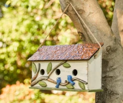 White Bird & Leaves 3-Opening Wood & Metal Birdhouse -Garden Oasis 810607530 A0 2