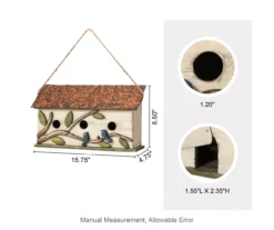 White Bird & Leaves 3-Opening Wood & Metal Birdhouse -Garden Oasis 810607530 A0 6