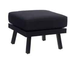 Marcy Black Metal Cushioned Patio Ottoman