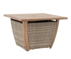 37" Ambercove Belson All-Weather Wicker & Wood Look Gas Fire Pit Table -Garden Oasis 810612213 A1 2