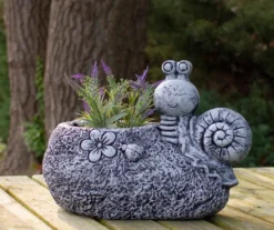 15.5" Snail & Ladybug Polystone Planer -Garden Oasis 810612923 A0 2