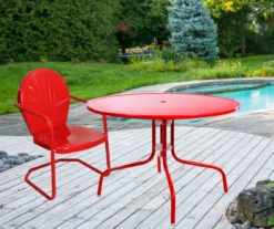 Northlight Retro Tulip Red Metal Patio Dining Table -Garden Oasis 810612953 A0 2