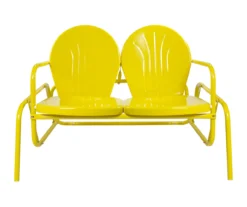 Northlight Retro Tulip Metal Patio Glider Loveseat -Garden Oasis 810612954 A0 1