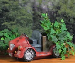 14.5" Red Truck LED Solar Statuary & Planter -Garden Oasis 810612974 A0 4