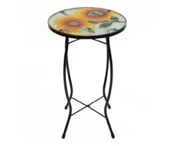 19" Sunflower & Bee Glass Garden Table