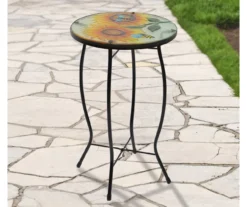 19" Sunflower & Bee Glass Garden Table -Garden Oasis 810612978 A0 2
