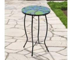 19" Peacock Glass Garden Table -Garden Oasis 810612979 A0 2