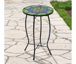 19" Peacock Feather Glass Garden Table -Garden Oasis 810612980 A0 2