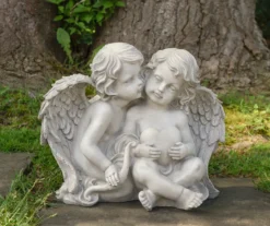 16" Sitting Cherubs & Heart Statue -Garden Oasis 810616746 A0 2