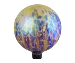 10" Yellow & Blue Speckled Iridescent Glass Gazing Ball